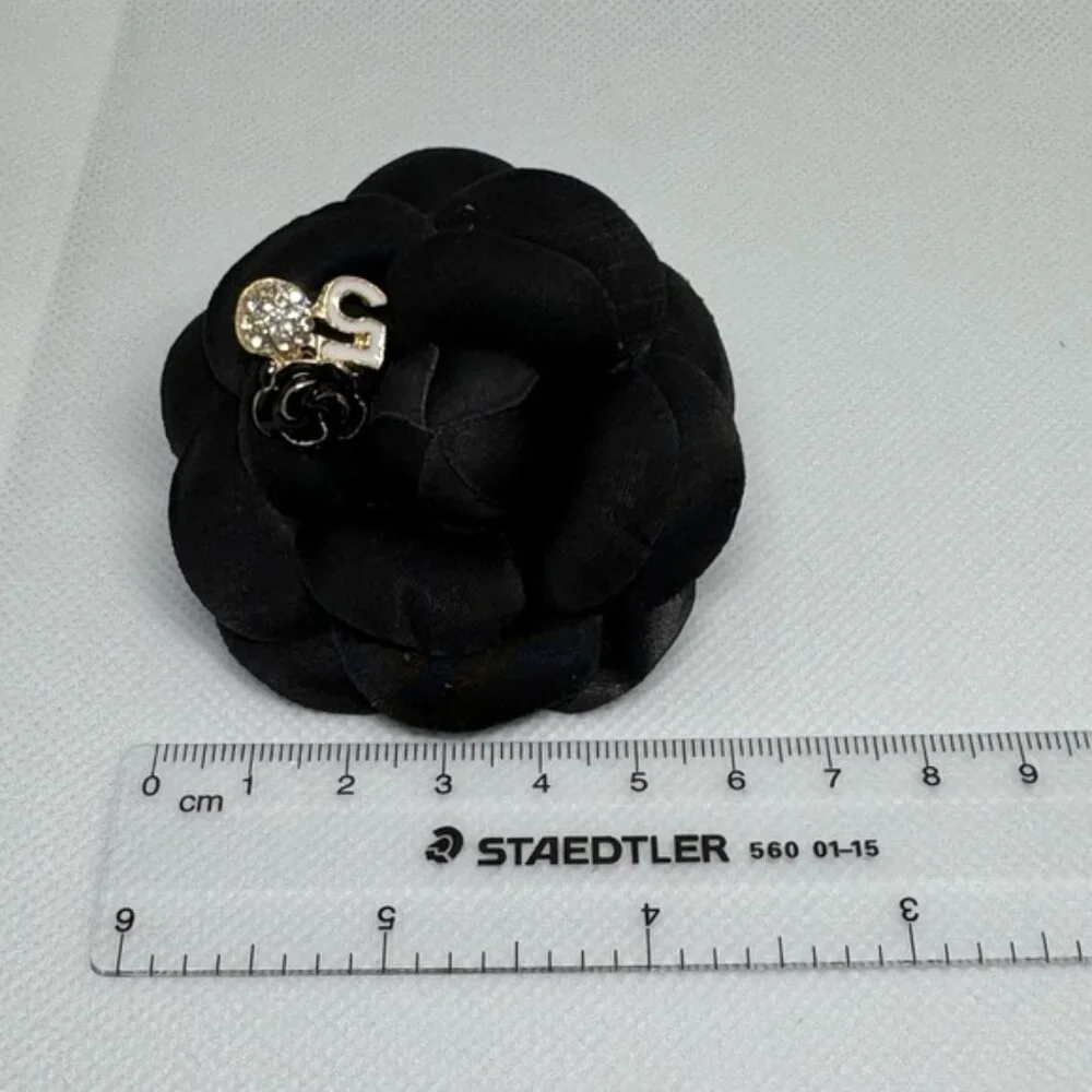 Camellia Style Flower Brooch | Designer-Inspired Luxury Pin | Black Tone